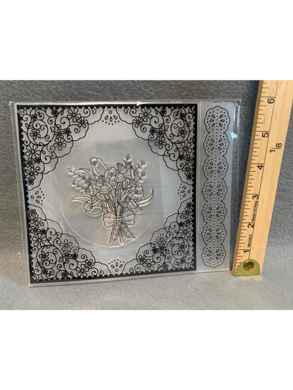 Lace Bouquet Springtime Stamp Border Embossing Folder Set Cardmaking Papercraft - Picture 3 of 10